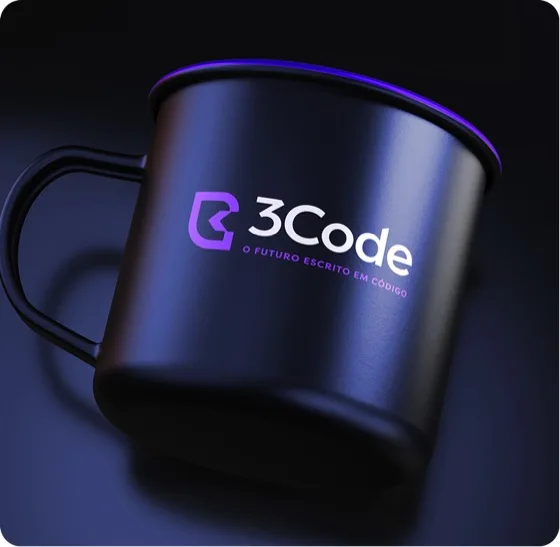 Caneca com a identidade visual 3Code