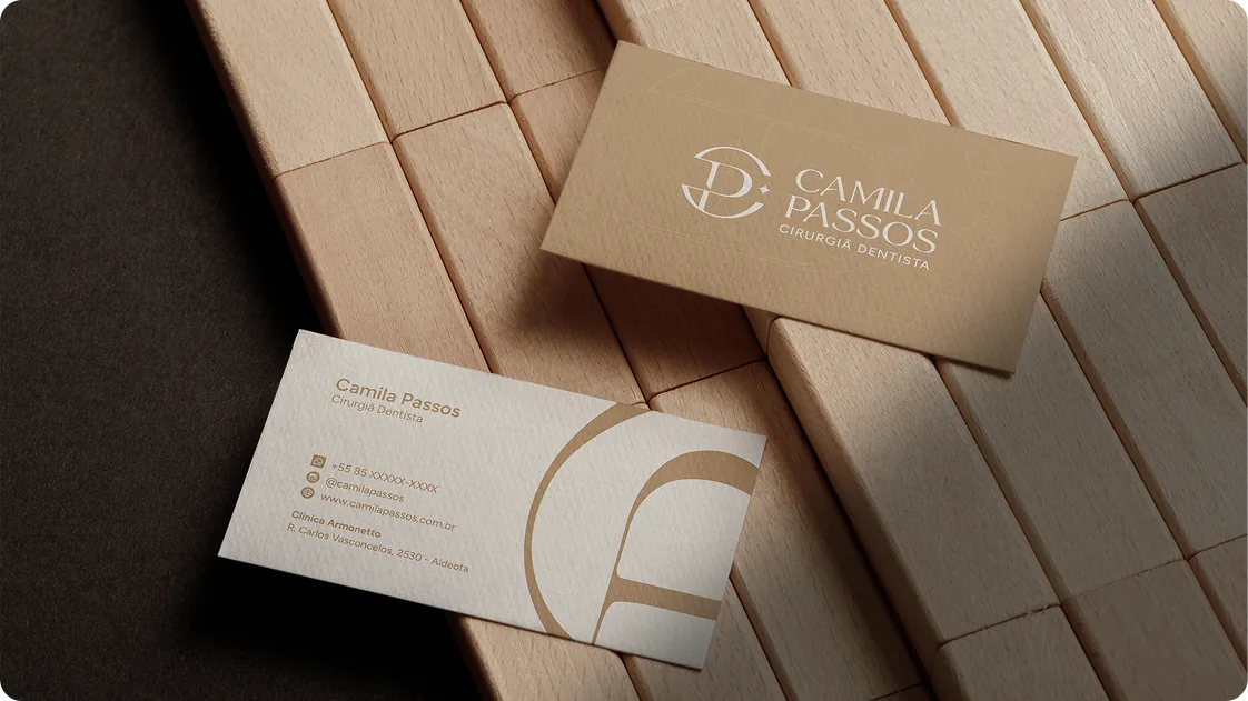 Cartões de visita da identidade Camila Passos