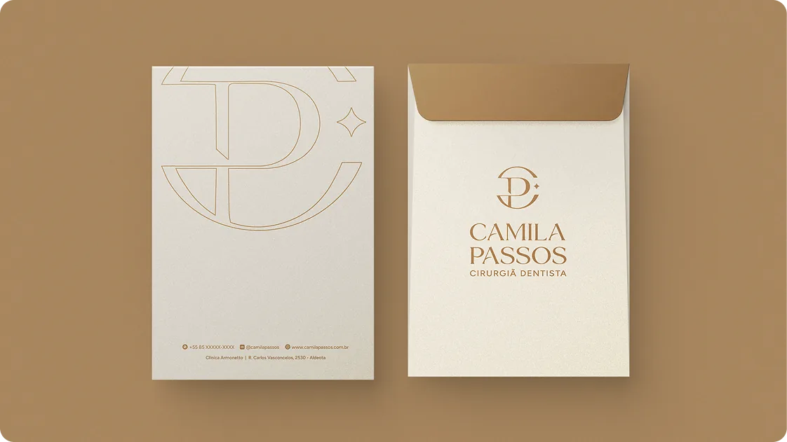 Envelope e carimbo da identidade Camila Passos