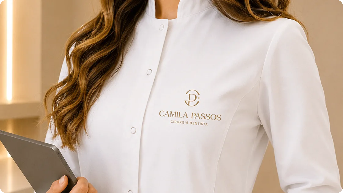 Jaleco com a identidade visual Camila Passos