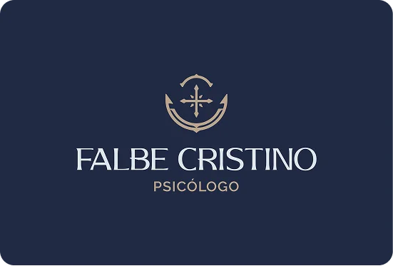 Logo Falbe Cristino em fundo azul-marinho