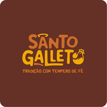 Logo Santo Galleto em fundo marrom