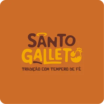 Logo Santo Galleto em fundo laranja